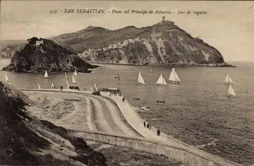 Ak Donostia San Sebastián Baskenland, Paseo del Principe de Asturias, Regatten