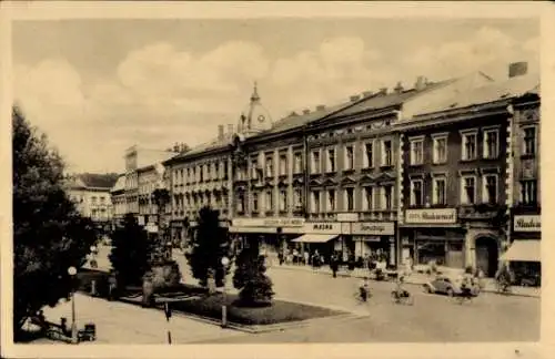 Ak Prostějov Proßnitz Region Olmütz, Straßenpartie, Geschäfte