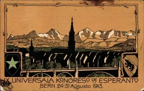 Künstler Ak Bern Stadt Schweiz, IX. Universala Kongreso de Esperanto, 1913