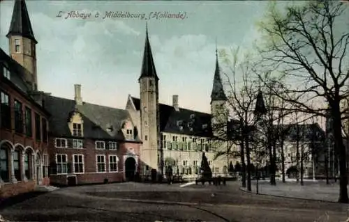 Ak Middelburg Zeeland Niederlande, Blick auf die Abtei, Platz