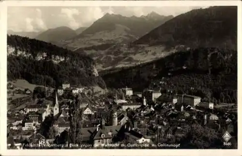 Ak Feldkirch Vorarlberg, Gesamtansicht, Illschlucht, Ourtisspitze, Gallinakopf