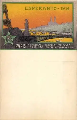 Ak Paris VII, Esperanto 1914, X Universala Kongreso