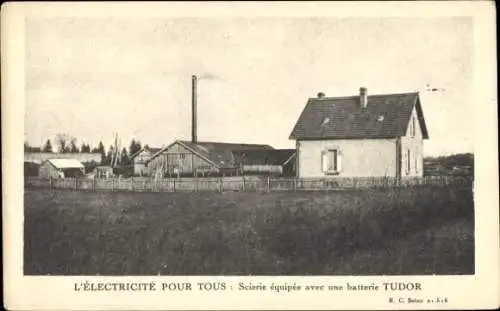 Ak L’Electricite pour Tous, Sägewerk mit Tudor-Batterie