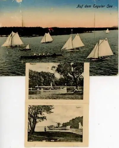 Leporello Ak Berlin Reinickendorf Tegel, Tegeler See, Segelboote, Tegelort, Strandpromenade