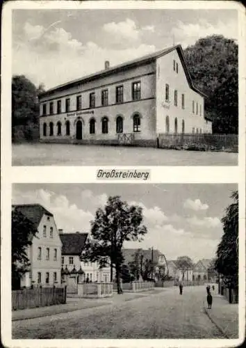 Ak Großsteinberg Parthenstein in Sachsen, Gasthof, Straßenpartie