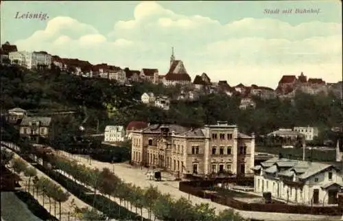 Ak Leisnig in Sachsen, Stadt mit Bahnhof