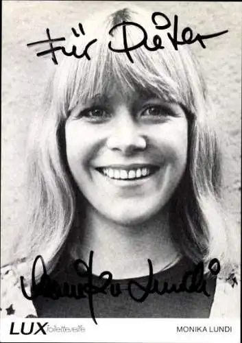 Ak Schauspielerin Monika Lundi, Portrait, Autogramm