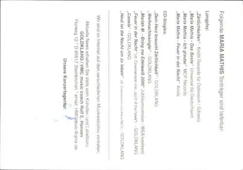 Ak Sängerin Maria Mathis, Portrait, Autogramm