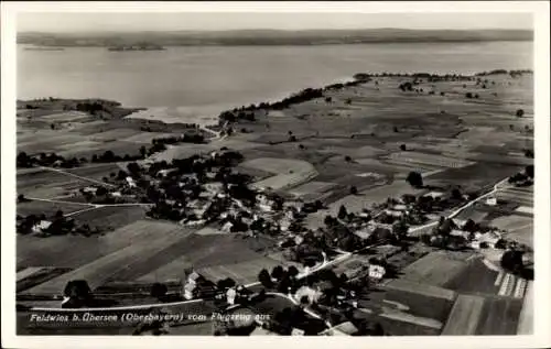 Ak Feldwies Übersee am Chiemsee, Fliegeraufnahme