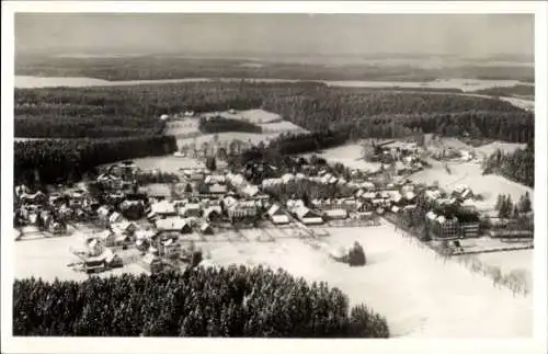 Ak Königsfeld im Schwarzwald Baar Kreis, Fliegeraufnahme, Blick auf den Ort mit Umgebung im Winter