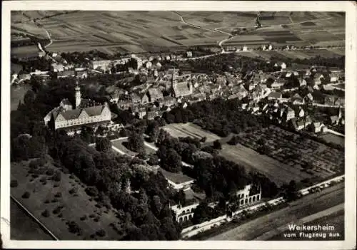 Ak Weikersheim in Tauberfranken Württemberg, Fliegeraufnahme