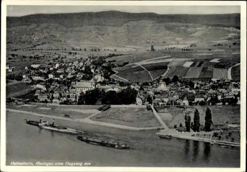 Ak Hattenheim Eltville am Rhein Hessen, Fliegeraufnahme