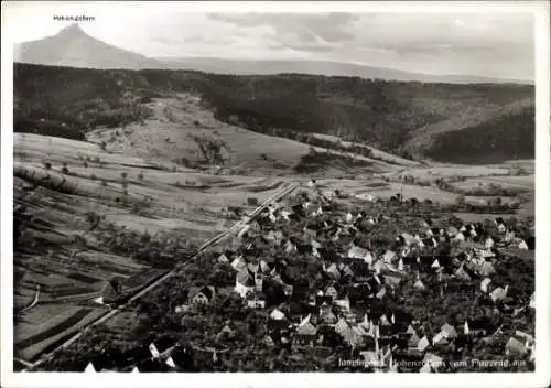 Ak Jungingen Baden Württemberg, Fliegeraufnahme, Hohenzollern