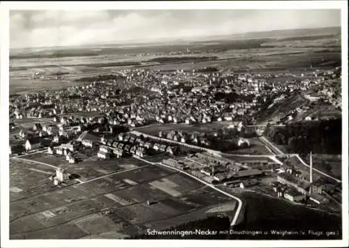 Ak Schwenningen am Neckar, Fliegeraufnahme, Dauchingen, Weigheim