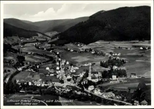 Ak Mitteltal Baiersbronn im Schwarzwald, Fliegeraufnahme