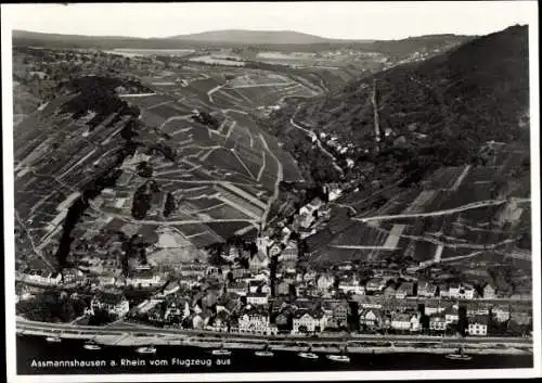 Ak Assmannshausen Rüdesheim am Rhein, Fliegeraufnahme