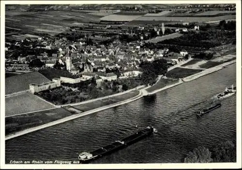 Ak Erbach im Rheingau Eltville am Rhein Hessen, Gesamtansicht, Fliegeraufnahme