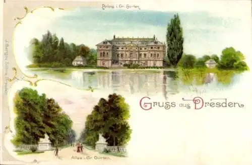 Litho Dresden, Palais, Garten