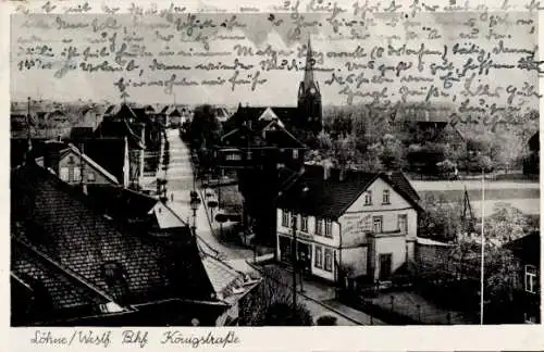 Ak Löhne in Westfalen Bahnhof, Königstraße, Geschäftshaus, Kirche