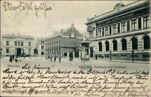 Ak Bad Oldesloe in Holstein, Kaiserliches Postamt, Sparkasse, Stadthaus