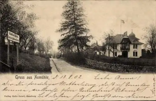 Ak Aumühle im Herzogtum Lauenburg, Straßenpartie, Villa, Gastwirtschaft