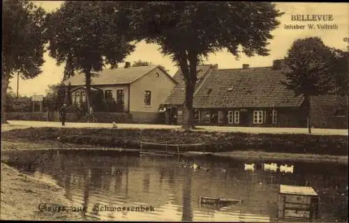 Ak Schwarzenbek in Lauenburg, Gastwirtschaft Bellevue, Teich