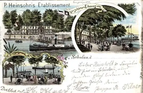 Litho Schulau Wedel an der Elbe, Etablissement zur schönen Elbaussicht