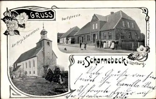 Ak Scharnebeck in der Lüneburger Heide, Kirche, Dorfstraße