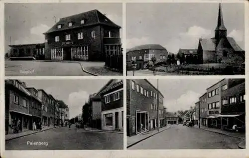 Ak Übach Palenberg Nordrhein Westfalen, Bahnhof, Kirche, Straßenpartie