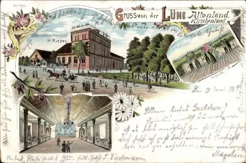 Litho Lühe Jork im Alten Land, Etablissement Fernsicht, Inh. H. Rieper, Saal, Aussicht