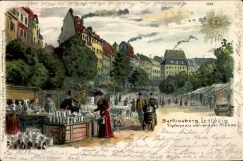 Litho Leipzig in Sachsen, Barfußberg, Töpferplatz während der Messe