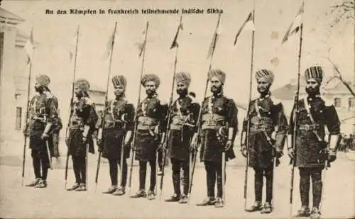 Ak Indische Sikhs, Kämpfe in Frankreich, Soldaten in Uniformen