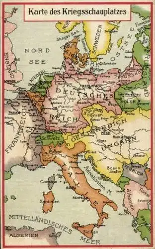 Landkarte Ak Kriegsschauplatz, Europa, Deutsches Reich, Österreich-Ungarn, Italien