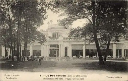 Ak Paris XVI, Bois de Boulogne, Le Pre Catelan, Restaurant Paillard, Hauptfassade