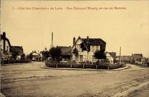 Ak Cite des Cheminots de Lens, Rue Edouard Branly, Rue du Bonnier