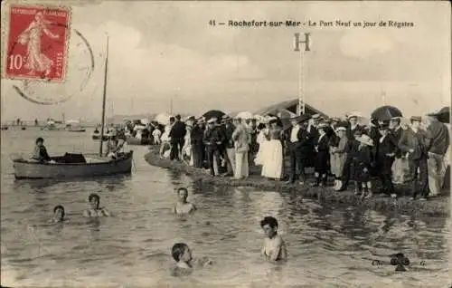 Ak Rochefort sur Mer Charente Maritime, Le Port Neuf an einem Regates-Tag