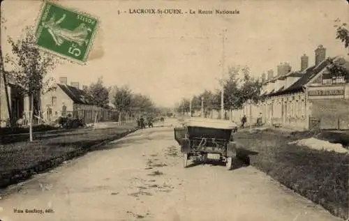 Ak La Croix Saint Ouen Oise, Die Nationalstraße