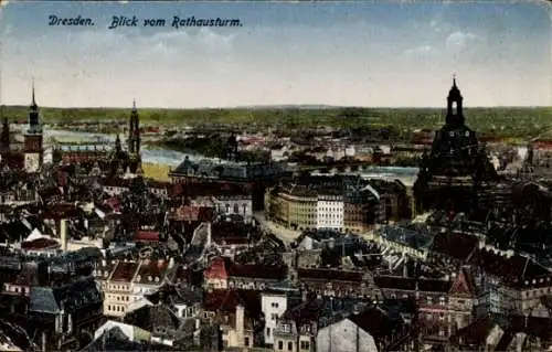 Ak Dresden Altstadt, Blick vom Rathausturm