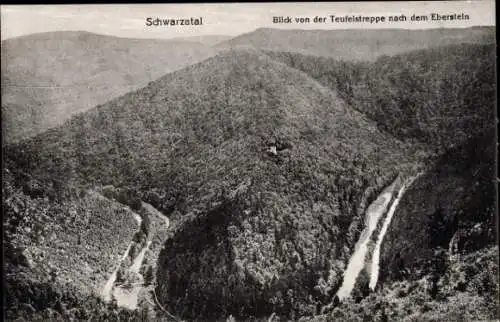 Ak Böhlscheiben Bad Blankenburg in Thüringen, Teufelstreppe, Eberstein, Panorama