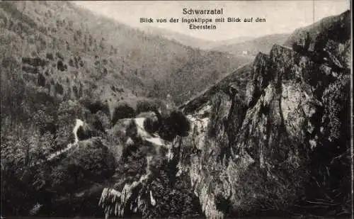 Ak Bad Blankenburg in Thüringen, Schwarzatal, Panorama, Eberstein, Blick von der Ingoklippe