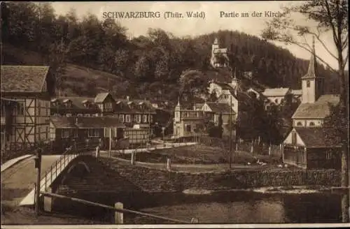 Ak Schwarzburg Thüringer Wald, an der Kirche