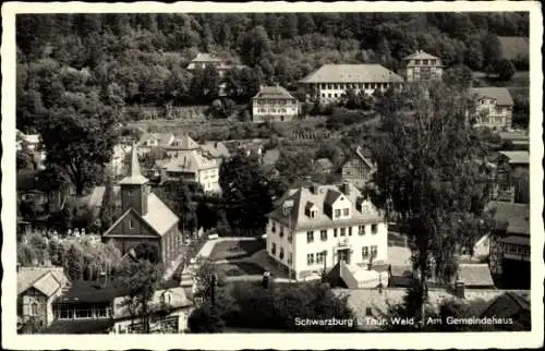 Ak Schwarzburg Thüringer Wald, Kirche mit Gemeindehaus und Forstschule