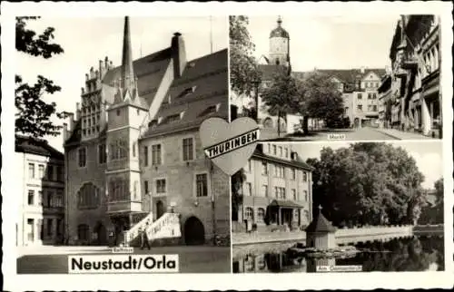 Ak Neustadt an der Orla, Rathaus, Marktplatz, Am Gamsenteich