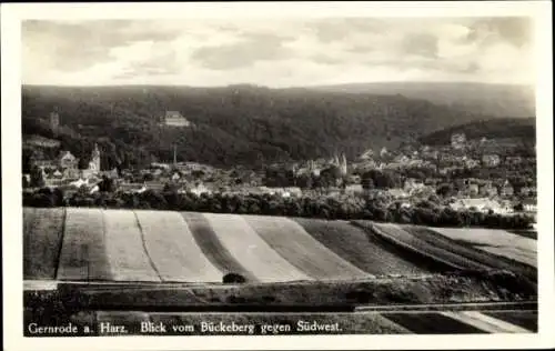 Ak Gernrode Quedlinburg im Harz, Totalansicht, Blick vom Bückeburg