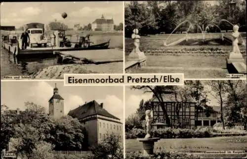 Ak Pretzsch an der Elbe Bad Schmiedeberg, Fähre, Schloss, Kurpark, Eisenmoorbad