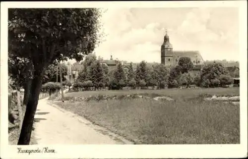 Ak Harzgerode am Harz, Teilansicht, Kirche