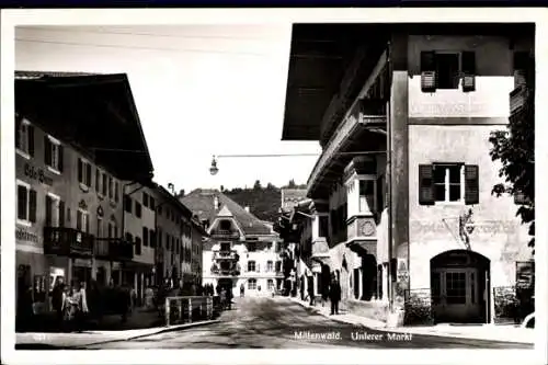 Ak Mittenwald in Oberbayern, Unterer Markt