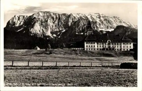 Ak Elmau Krün in Oberbayern, Schloss, Wettersteingebirge