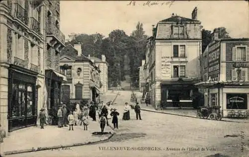 Ak Villeneuve Saint Georges Val de Marne, Avenue de l’Hotel de Ville