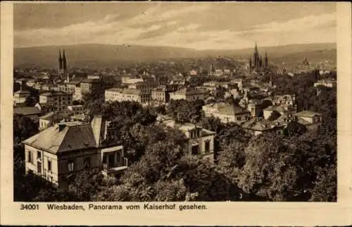 Ak Wiesbaden in Hessen, Panoramablick vom Kaiserhof